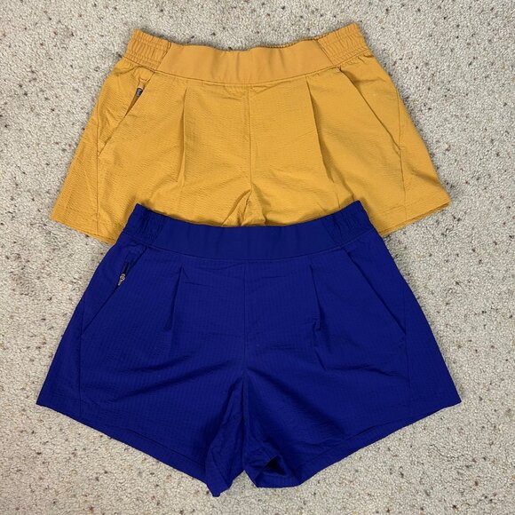 Athleta Lot of 2: Textured Brooklyn Shorts Yellow & Purple Size 6 Women's - Picture 1 of 4
